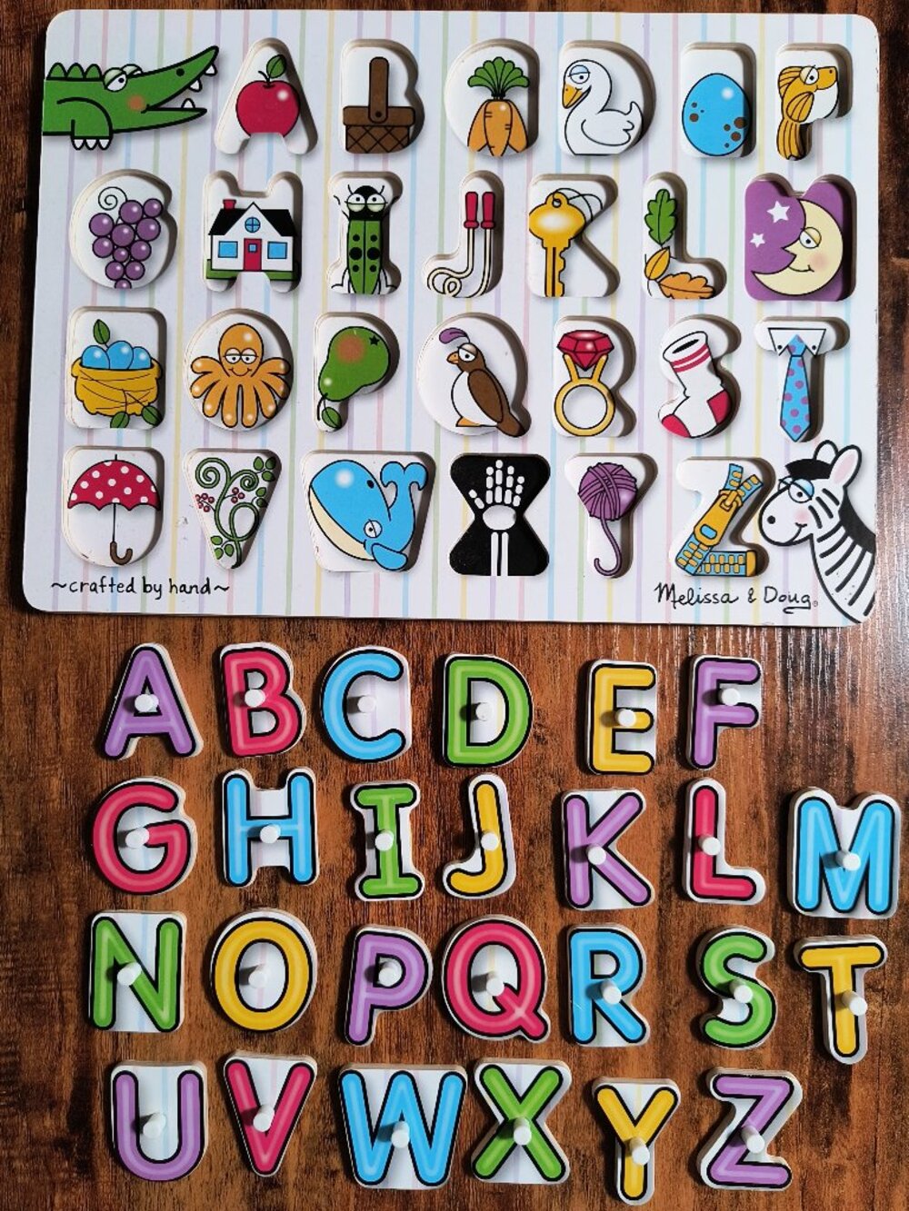 Melissa & Doug Fresh Start See-Inside Alphabet & Numbers Peg Puzzle Lot Complete